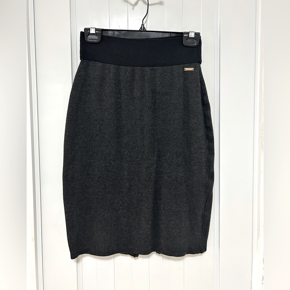 Casual Pencil Skirt Charcoal Gray Stretchy
